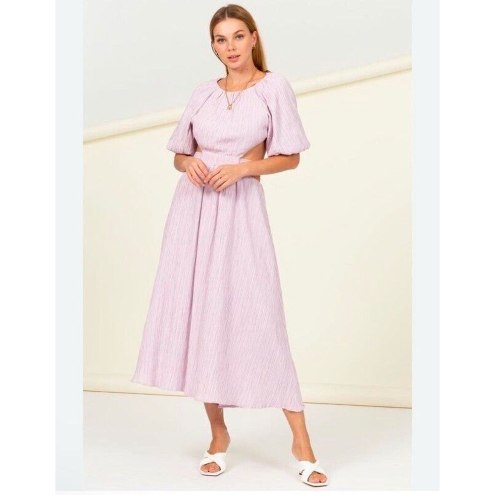 Lavender Dress Large NWT HyFve Boutique Cottage Core Preppy - Picture 1 of 7